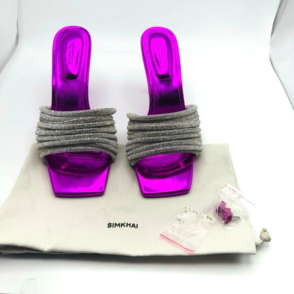 Jonathan Simkhai Crystal Embellishments Fuchsia Party Slides size 38 - Picture 4 of 15